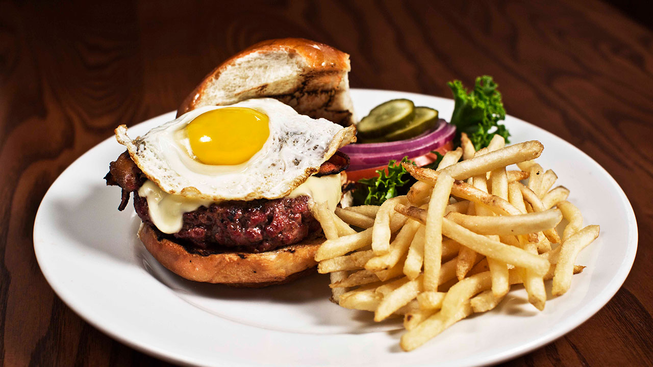 burger with fried egg
